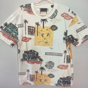 Scotch & Soda Men's Short Sleeve Tee - White with Multicolor Graphic